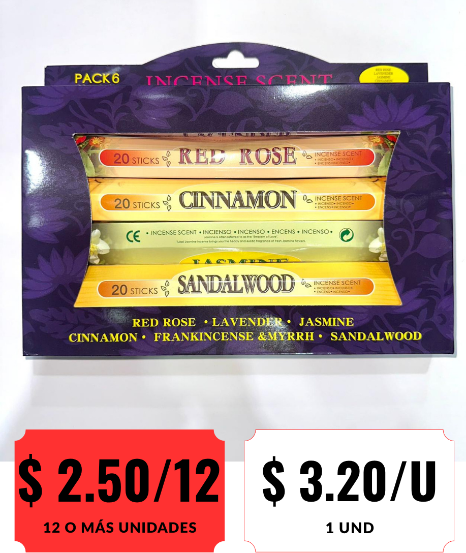 Pack de 6 Inciensos Essential Fragrances